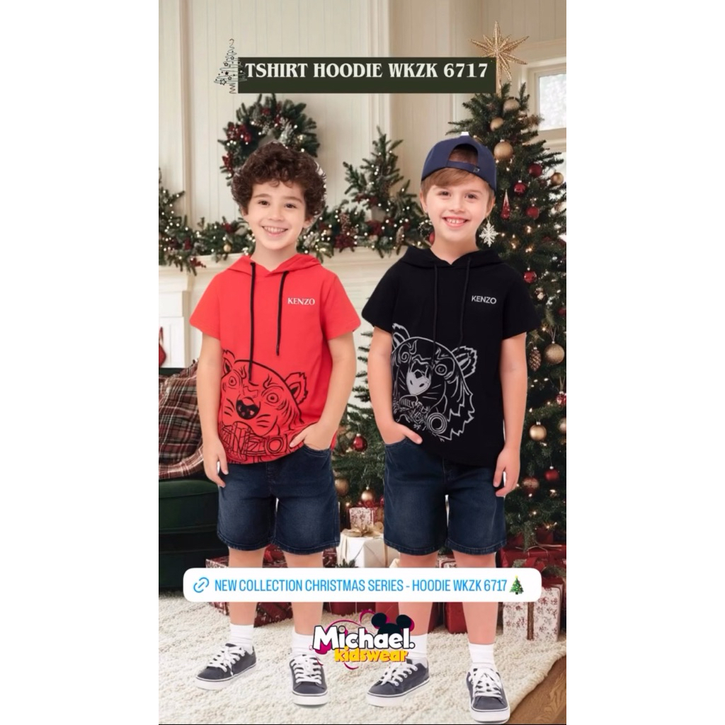 Kaos Anak Hoodie WKZK 6717 Style Edisi Natal Premium Usia 2-17 Tahun Baju Anak Cowok/Laki Laki Model
