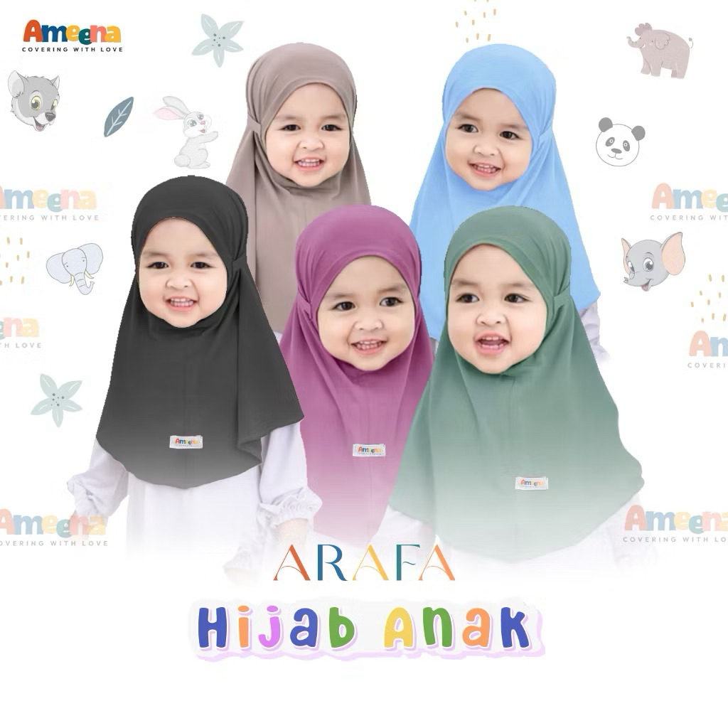 Ameena - Jilbab Anak Bayi Instan Arafa 0 6 Bulan 1 Sampai 4 Tahun Hijab Baby Bahan Jersey - Kerudung
