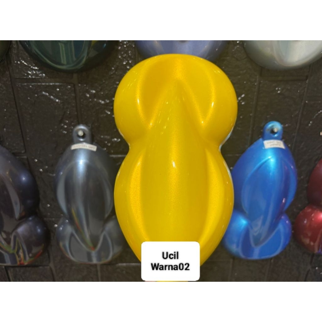 cat kuning lemon metalik gold bahan PU