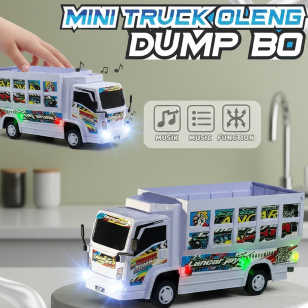 TRUK DUMP OLENG FULL KELIP KELAP  DUM FULL MUSIK LAMPU TRUCK TRUK MINIATUR MAINAN ANAK