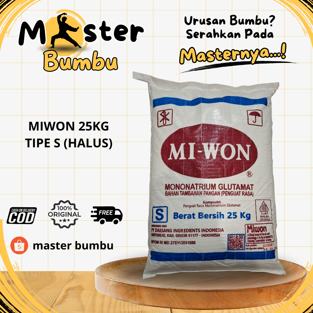 MIWON Tipe S (Butiran Halus) 25Kg PALING MURAH | MSG Miwon 1 Sak 25Kg | Master Bumbu