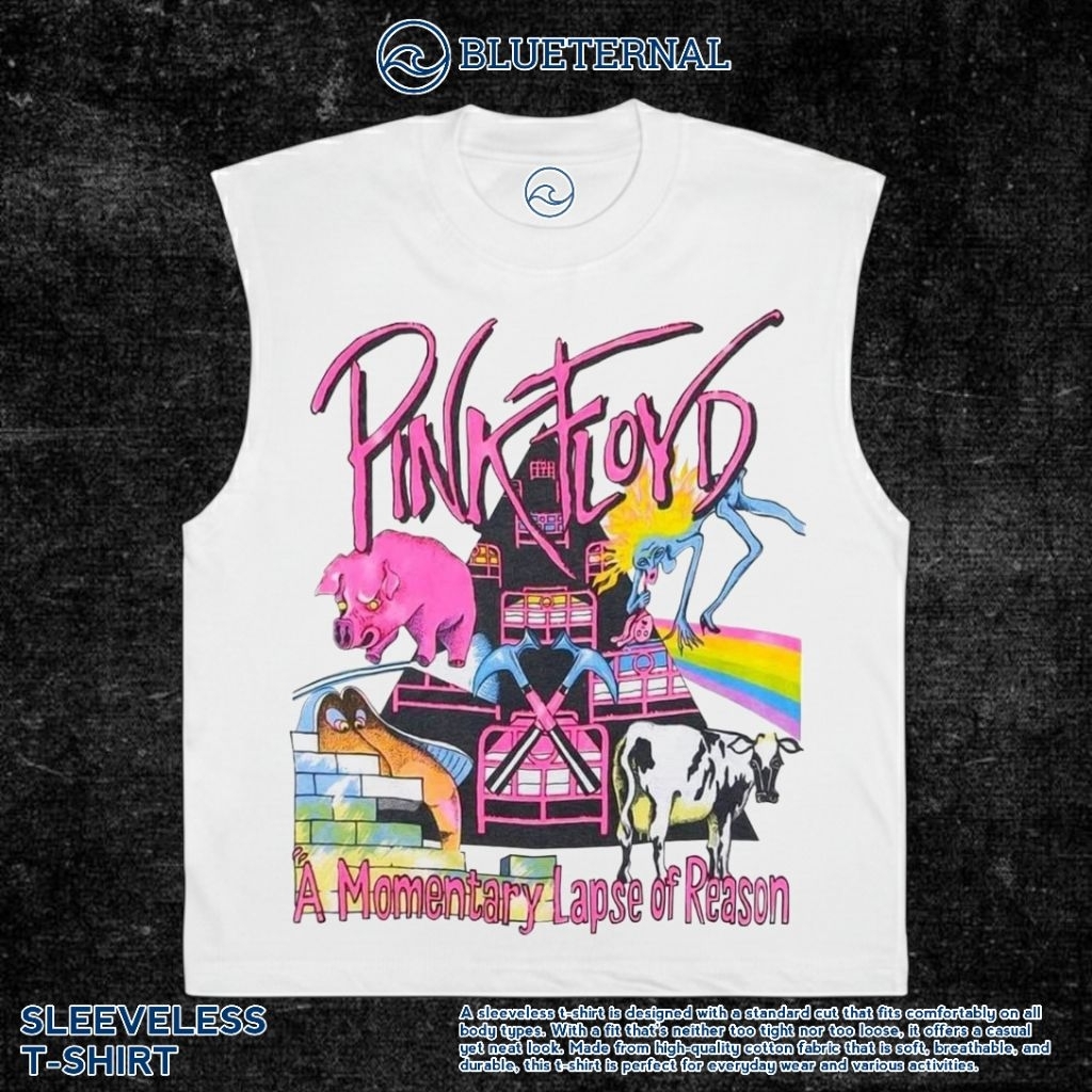 KAOS BAJU SINGLET PINK FLOYD A MOMENTARY | SINGLET PUTIH | SINGLET BAND | KAOS BAND | BAND METAL | L