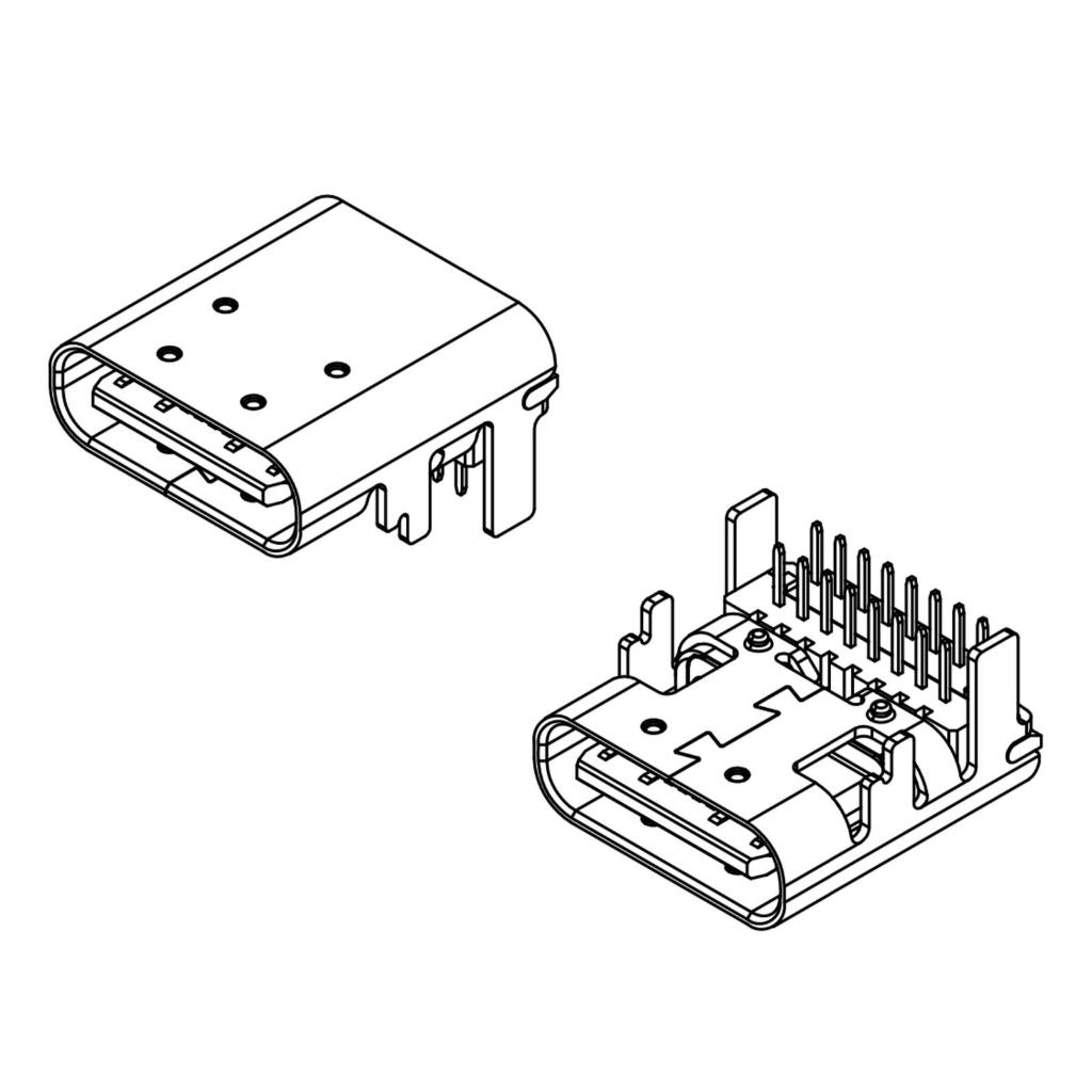 USB4085-GF-A 16 pin USB-C Socket Female Receptacle 16p THT Through Hole