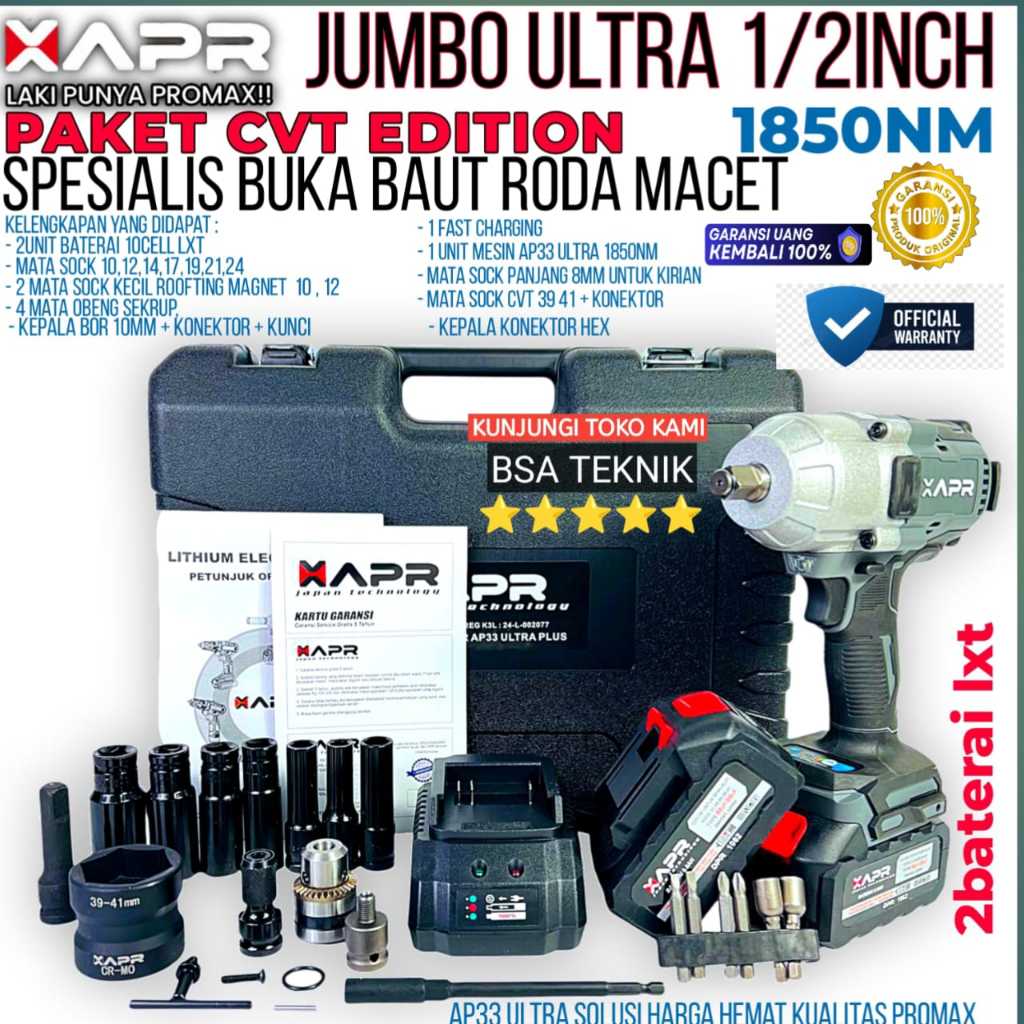 XAPR RAJA IMPACT WRENCH JUMBO ULTRA CVT EDITION AP33 ULTRA BOR PEMBUKA BAUT RODA CVT MACET