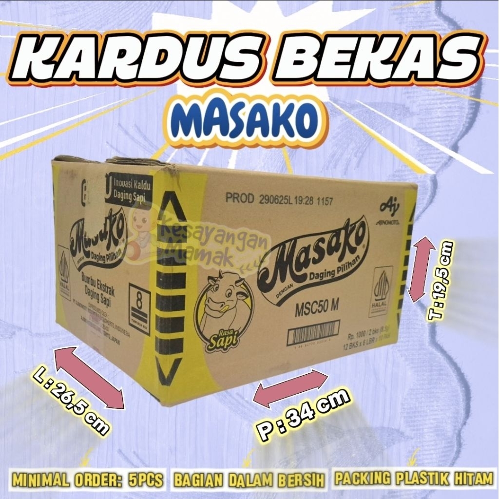 Kardus Bekas Masako 34 cm x 26 cm x 19 cm
