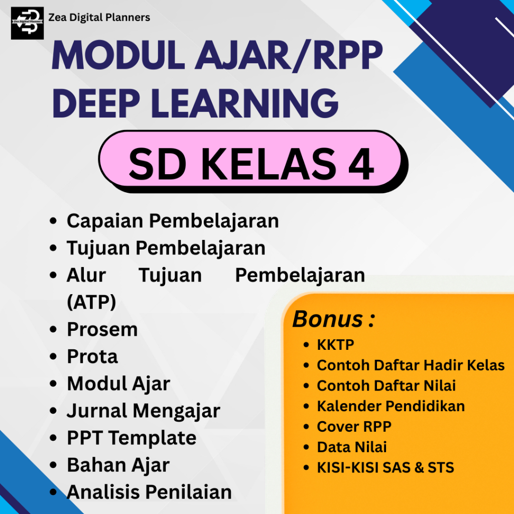 Modul Ajar dan RPP Pembelajaran Mendalam | Deep Learning | Kelas 4 SD