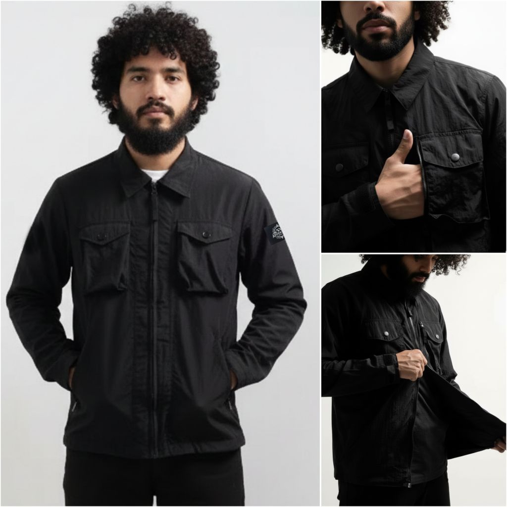 Overshirt Jaket Crinkle Nilon  - Jaket Nylon Black Outdoor Winbreakers Outwear Birmingham