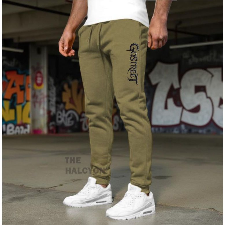 ghostreet  Celana Jogger Training Olahraga Bahan Kain Fleece Tebal