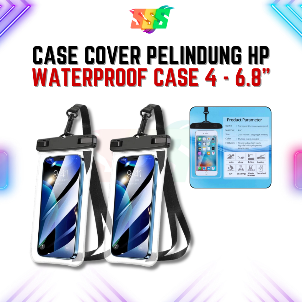 Case Cover Pelindung Tas Plastik HP Smartphone Anti Air Hujan 4-6,8 inch JUMBO Sarung HP Rider Anti 