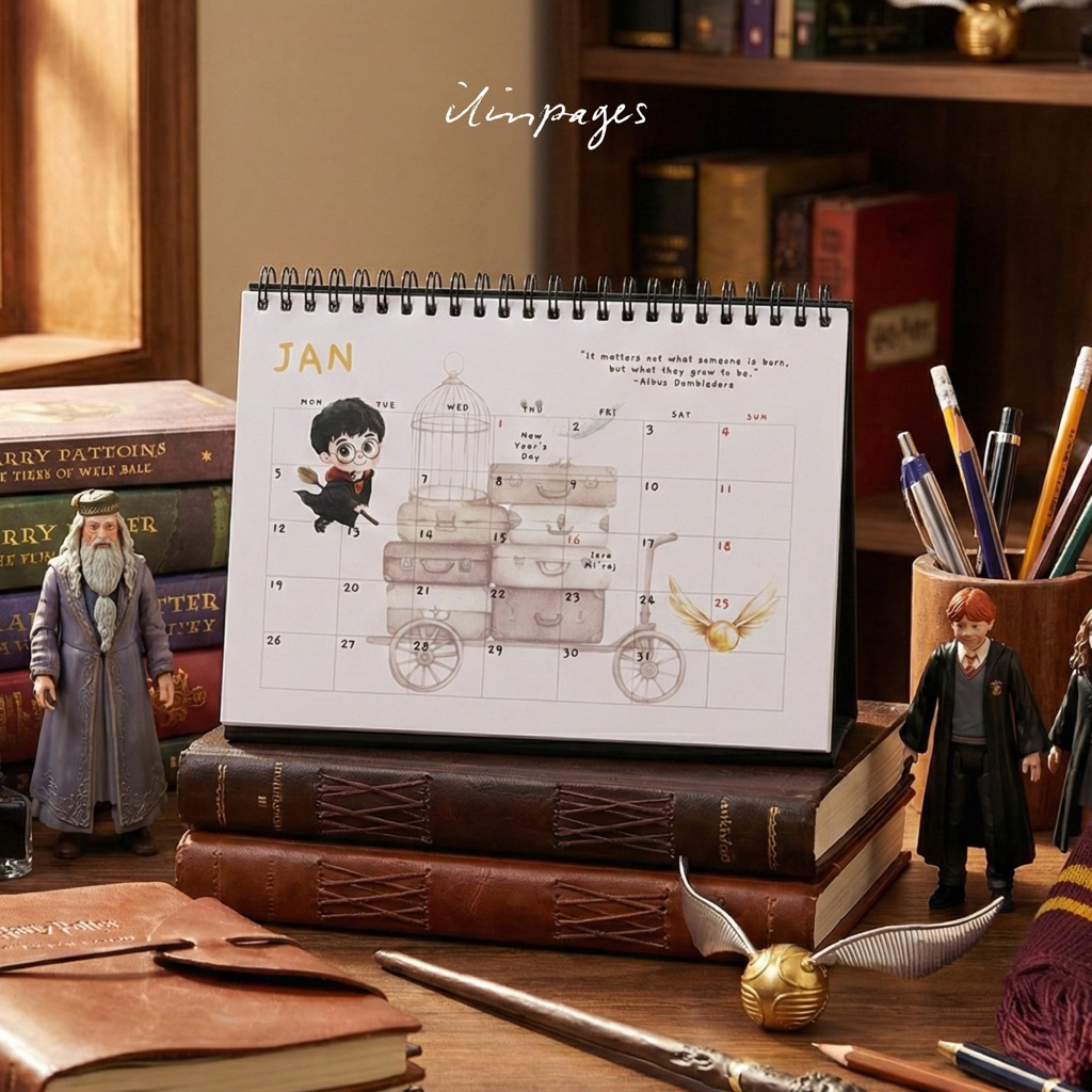 2026 Harry Potter Calendar Planner / Kalender Planner Meja Harry Potter Aesthetic