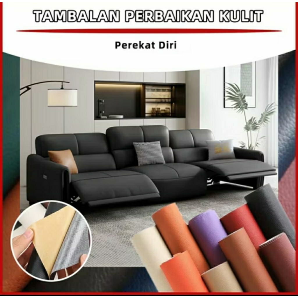 Stiker kulit sofa Perekat diri/Sticker kulit jok motor mobil/Stiker kulit pu leather/Stiker kulit si