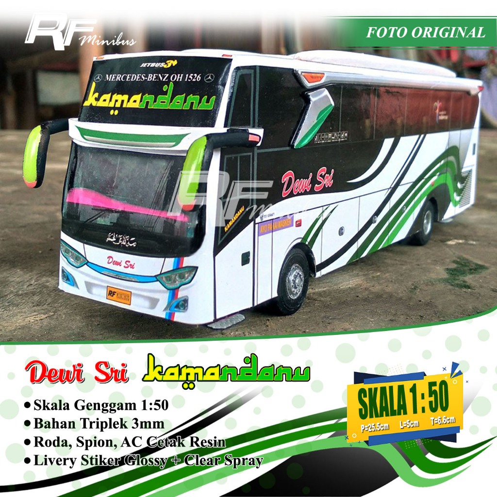 Miniatur Bus Dewi Sri JB3 (Kamandanu) Skala 1:50