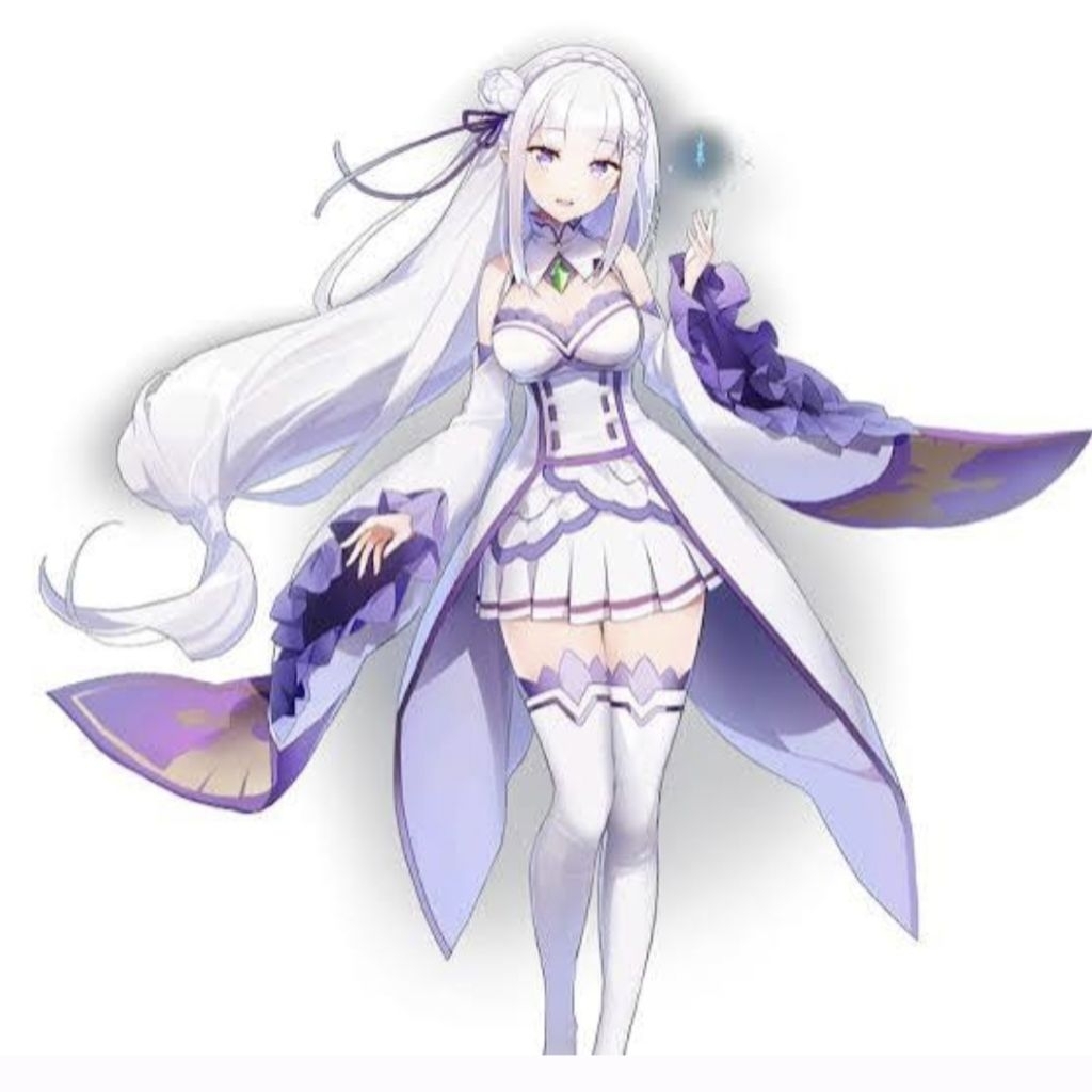 EMILIA RE-ZERO COSPLAY COSTUME FULLSET + WIG
