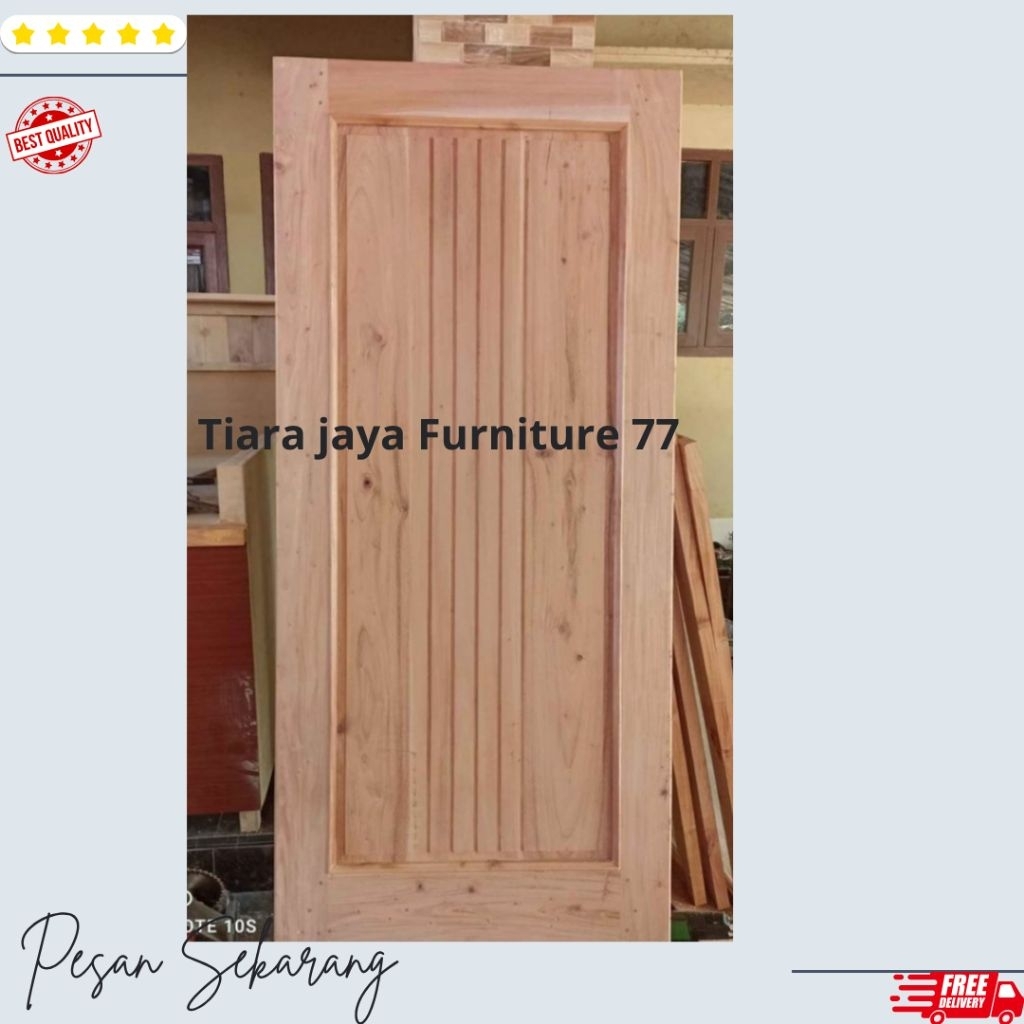 Ready stock Daun pintu rumah motif minimalis kayu mahoni