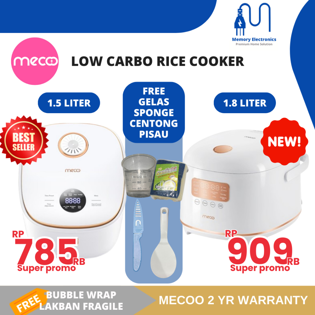 Mecoo Rice Cooker Digital Kecil Estetik Mewah Low Watt Low Carbo Low Sugar megicom Multifungsi Kado 