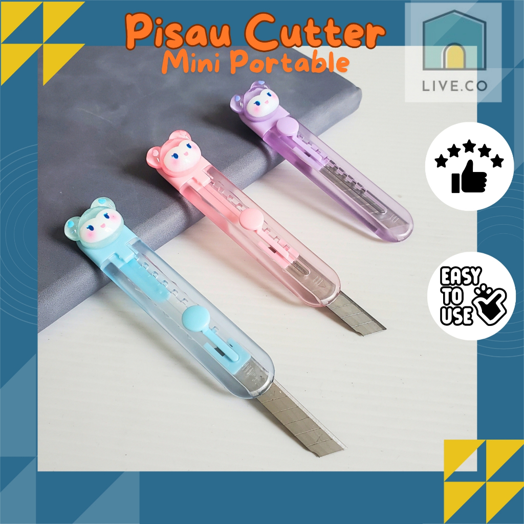 LIVE.CO CUTTER CUTE MINI TAJAM MURAH PORTABLE PISAU SILET Korea PEMOTONG Kuat TRAVEL SIZE CT001