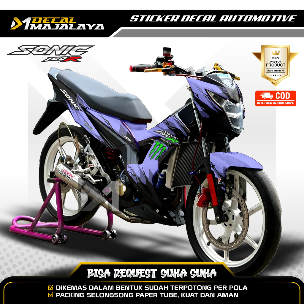 Bisa COD Decal Sticker Full Body HONDA Sonic 150 R Motif Stromblast MonsterEnergy Desain Custom