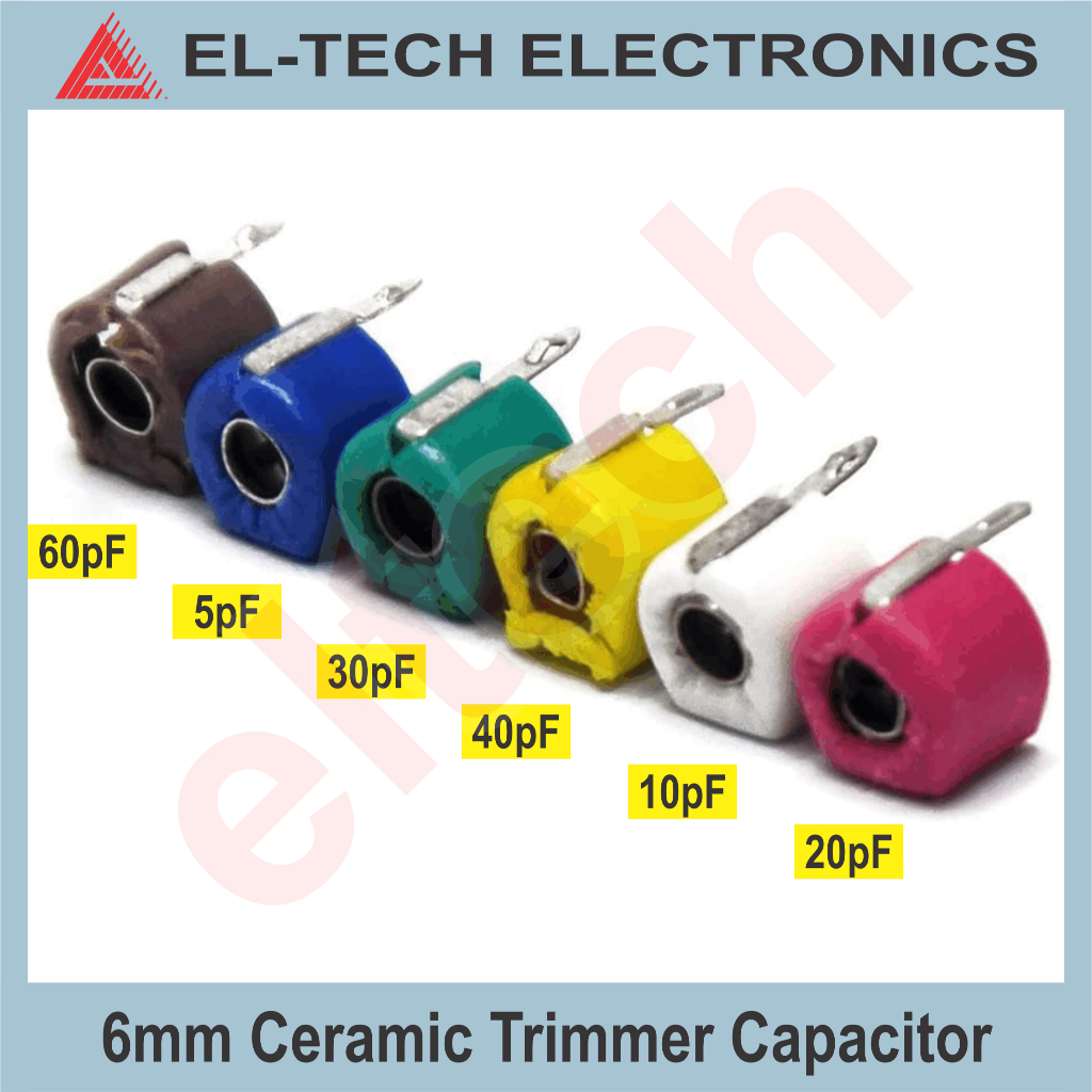 Capacitor Trimmer 5pF 10pF 20pF 30pF 40pF 60pF Kapasitor Trim 6mm Variable Variabel Adjustable Adjus