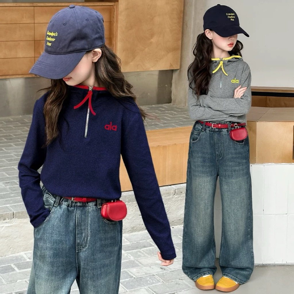 [COD] SETELAN KULOT OLAA ATASAN CROP SIZE 120-160 SUPER PREMIUM - SET KULOT JEANS ANAK PEREMPUAN KOR