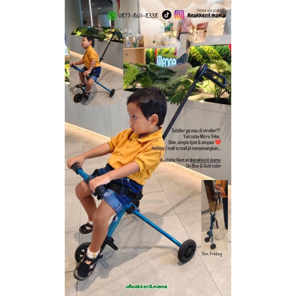 SEWA sepeda Micro trike Deluxe / Sewa sepeda dorong anak roda 3