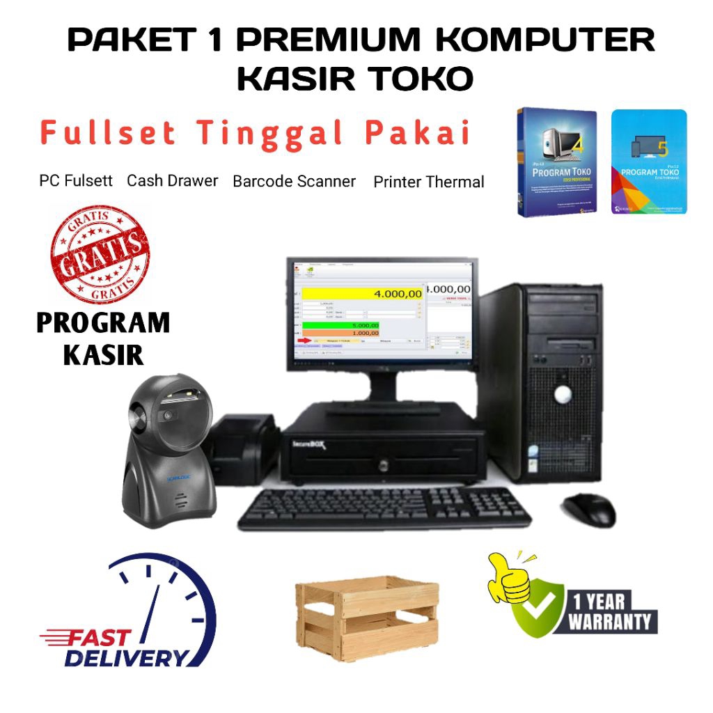 PAKET 1 PREMIUM KOMPUTER KASIR TOKO