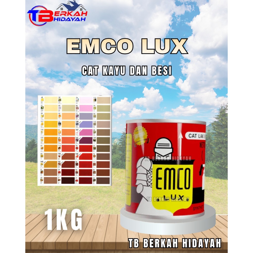 Cat Emco Lux Cat Kayu & Besi 1kg - Warna Standar Gloss Kilap (lihat varian) 1 KG Hitam Putih Doff Co