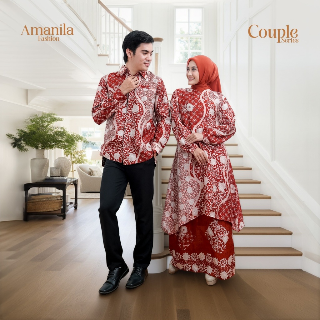 SET DOBBY SUTRA COUPLE PASANGAN FULL TRIKOT GAMIS BATIK MEWAH ELEGANT SET BATIK VISCOSE SUTRA STELAN