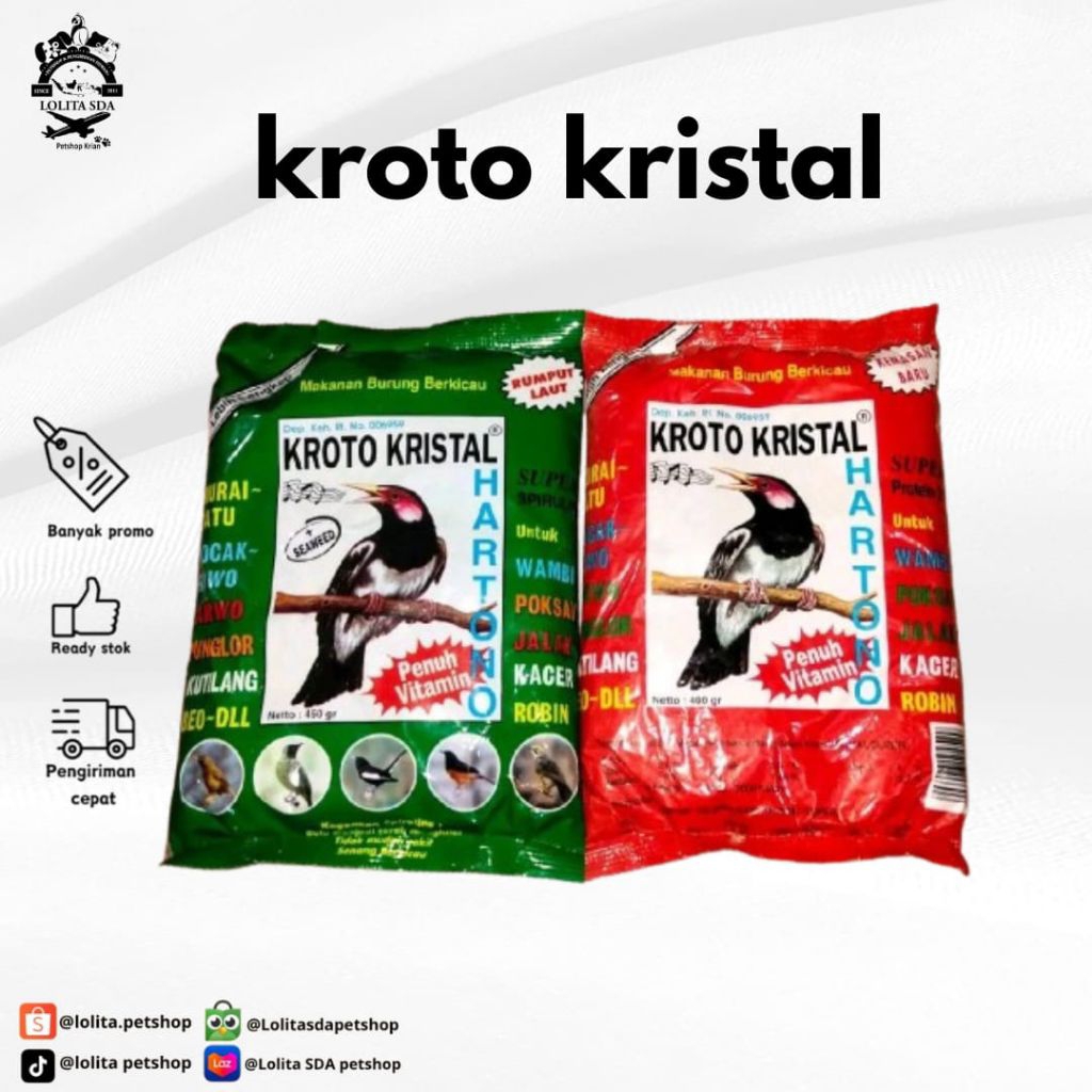 KROTO KRISTAL HARTONO RUMPUT LAUT VOER PAKAN MAKANAN BURUNG JALAK