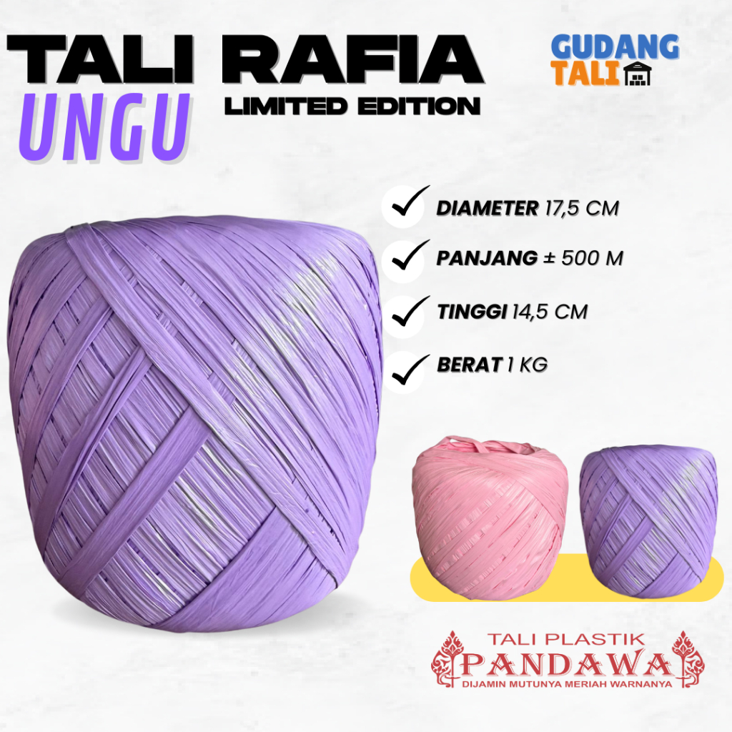 Tali Rafia Warna Ungu 1 Kg – Warna Ungu Tali Plastik, Awet, dan Harga Hemat Merk Pandawa