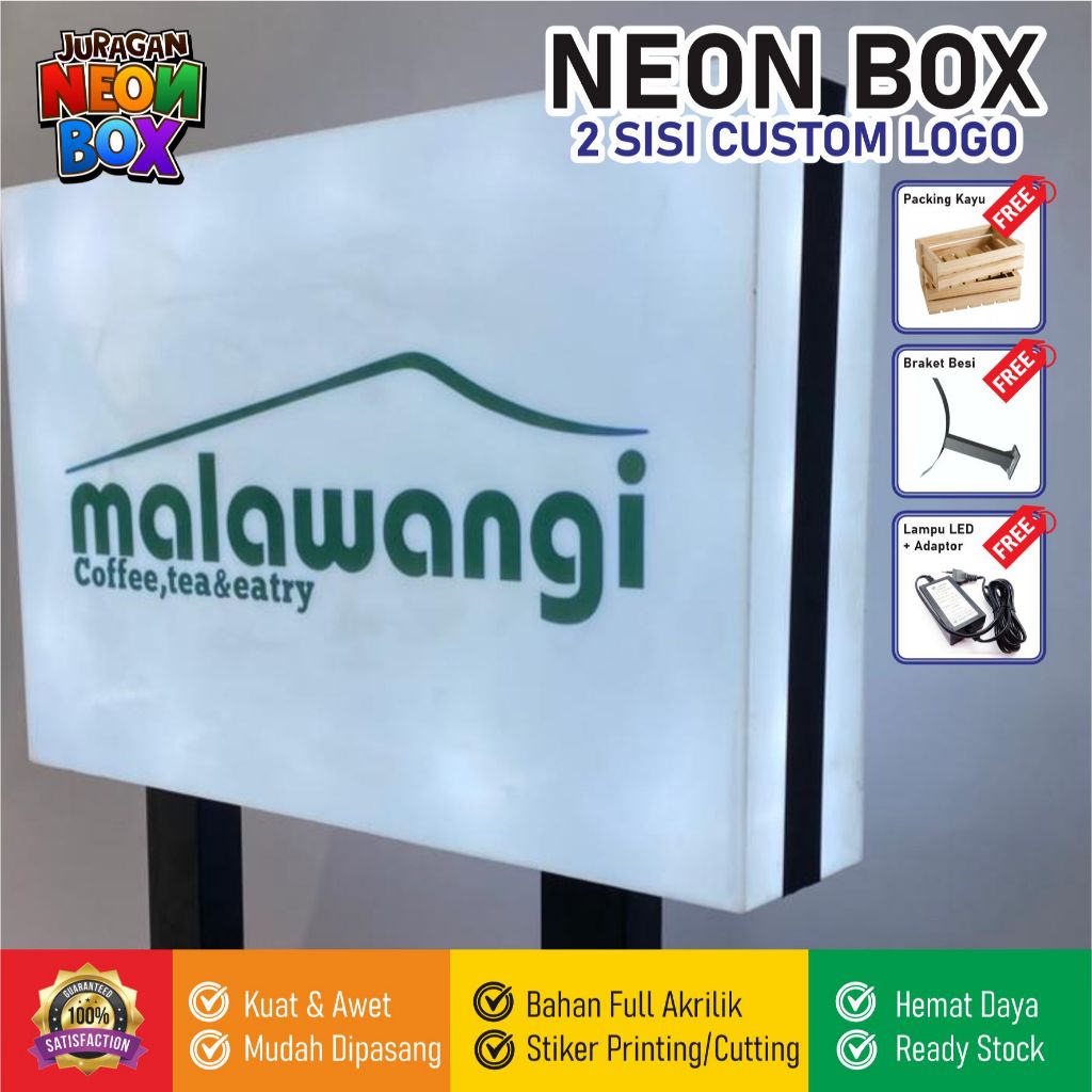 Neon Box Kotak 2 sisi | Neon Box Akrilik | Siap Pasang