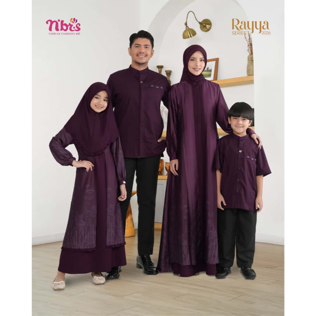 SARIMBIT KELUARGA NIBRAS RAYYA SERIES 2026 PRISDIA BURGUNDY BY NBRS FASHION BAJU COUPLE GAMIS DEWASA