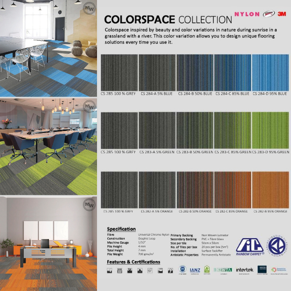Karpet Tile Color Space | Karpet Kantor 50 X 50 Cm | Isi 20 Pcs Per Box | 5 Meter Persegi Per Box | 