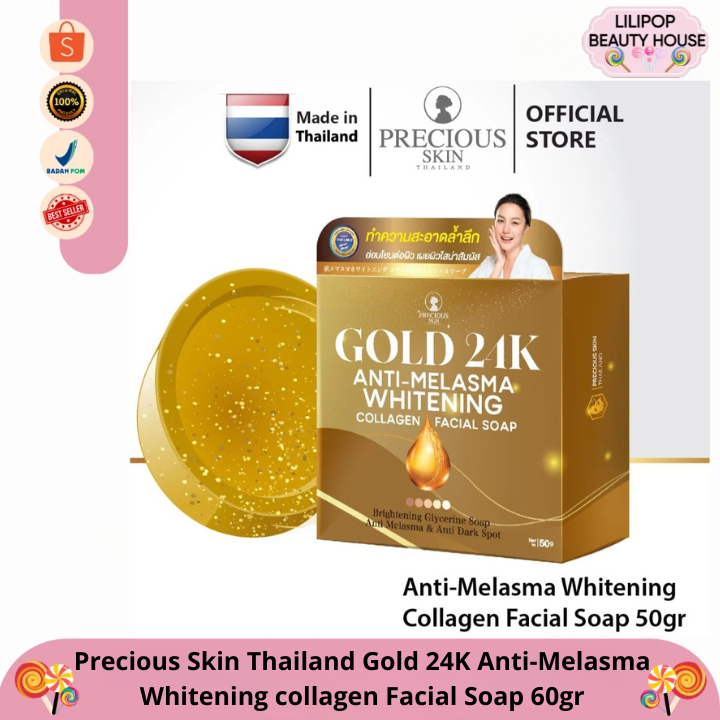 Precious Skin Thailand Gold 24K Anti-Melasma Whitening collagen Facial Soap 60gr