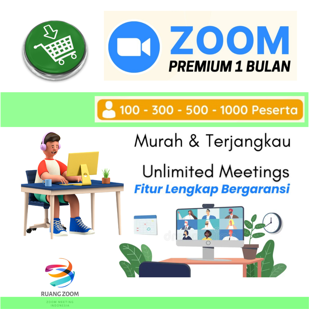 Zoom Premium 1 Bulan Unlimited meeting Bergaransi