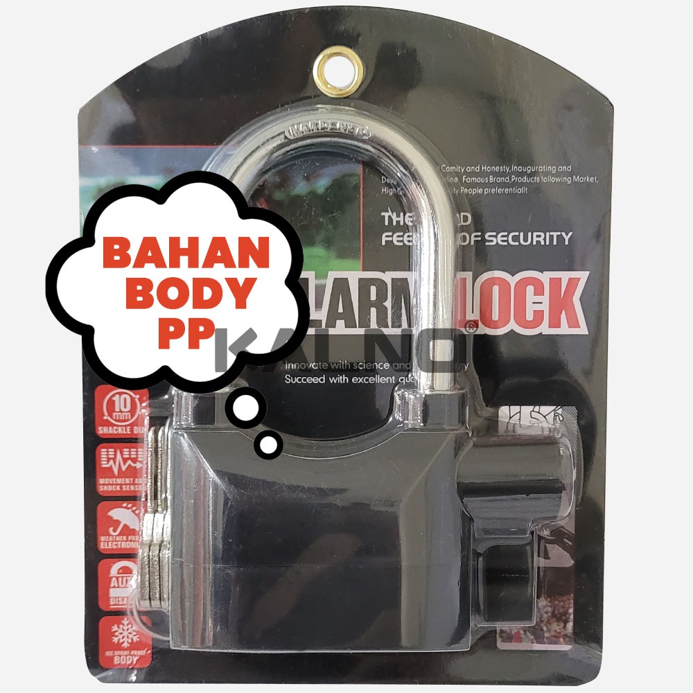 Gembok Alarm Ring Panjang Pendek Bahan POLYCARBONATE  - Gembok Alram Anti Maling Bisa Untuk Pagar Ru