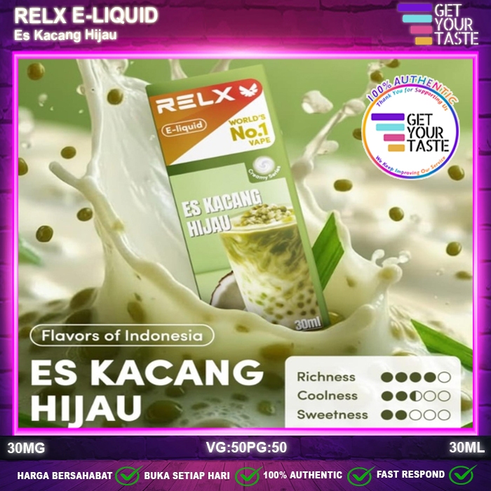 Liquid RELX E-Liquid Es Kacang Hijau Salt Nic 30ML Relx Kacang Ijo By RELX