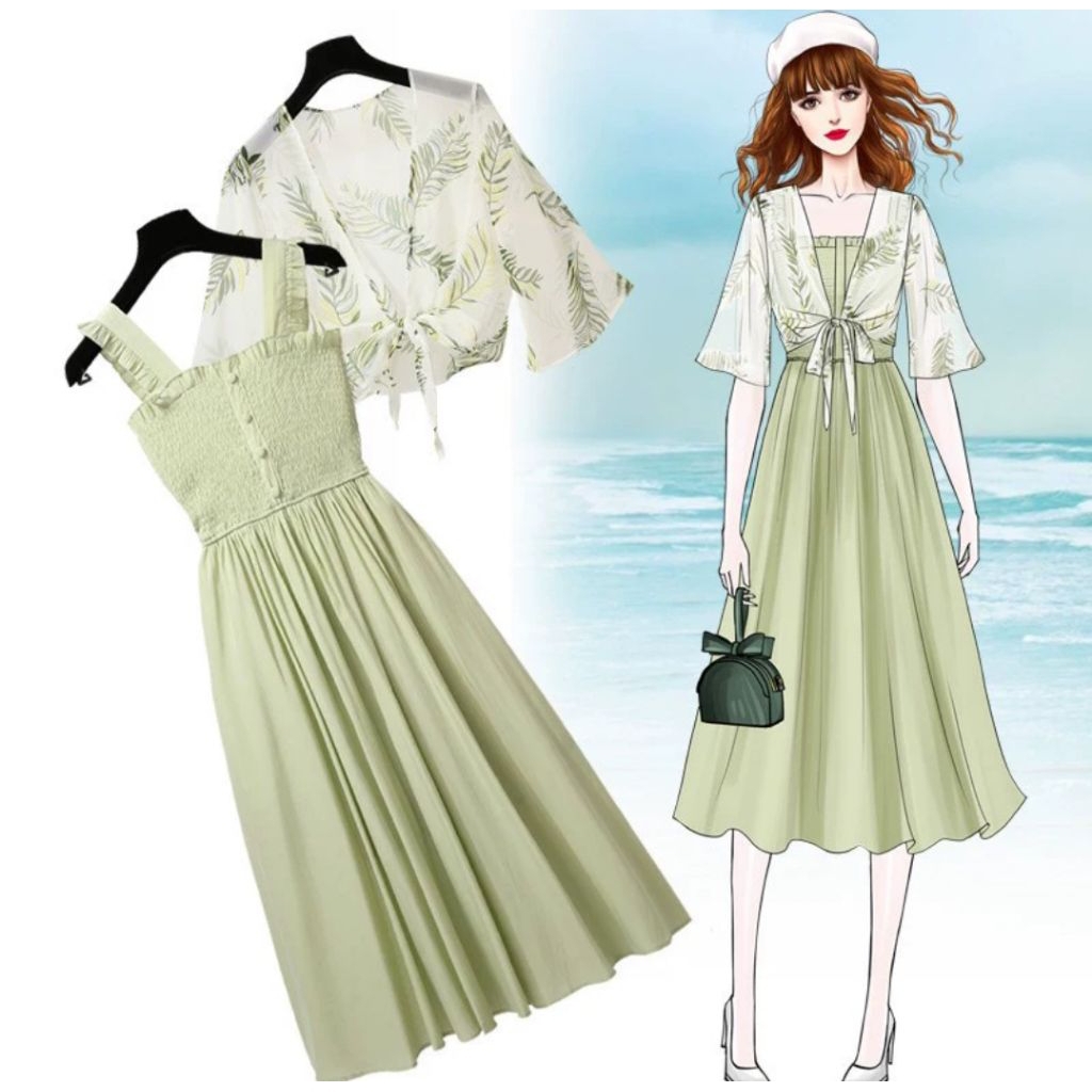 Dress Terusan Wanita Import hijau Dress wanita camisole