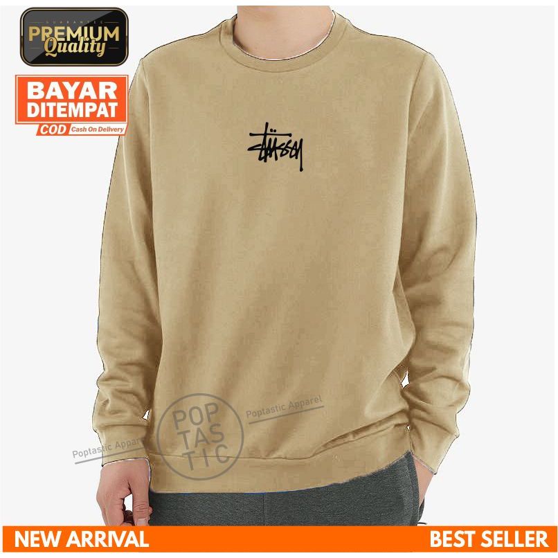 Stussy CREWNECK Jaket Distro Sweater Oblong Pria Wanita Bahan Kain Fleece Tebal