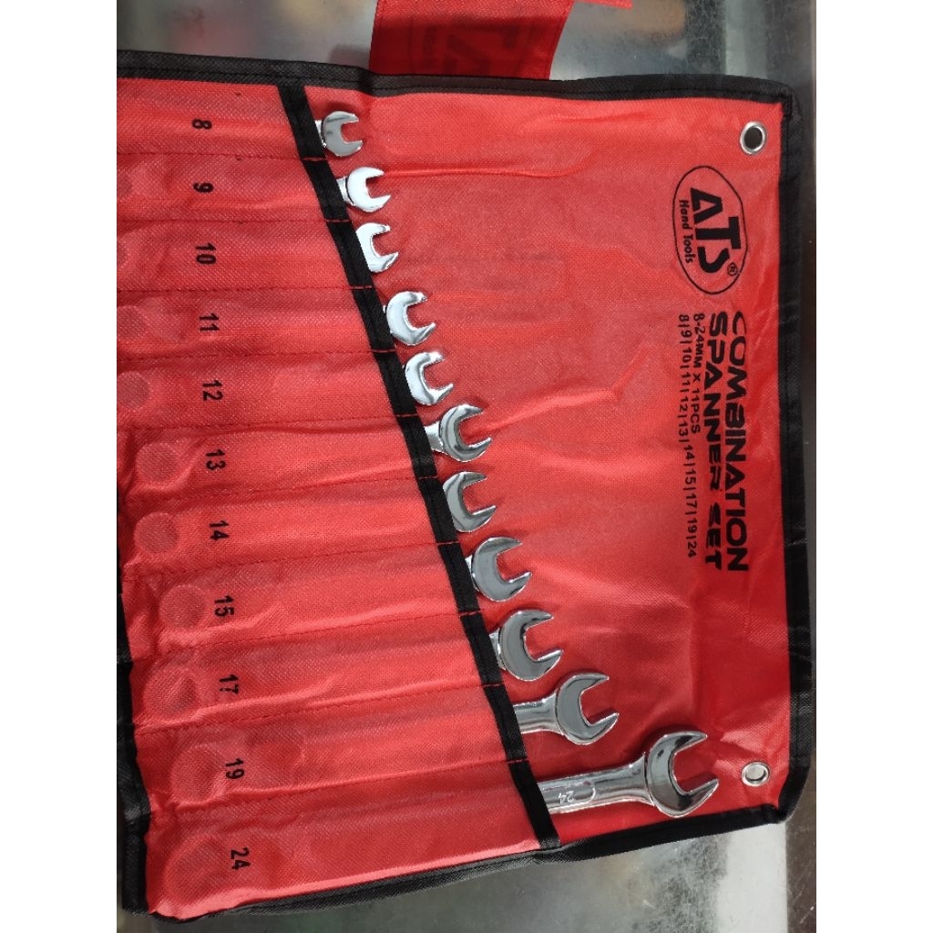 KUNCI RING PAS SET 11 PCS ATS COMBINATION SPANNER SET (8,9,10,11,12,13,14,15,17,19,24)