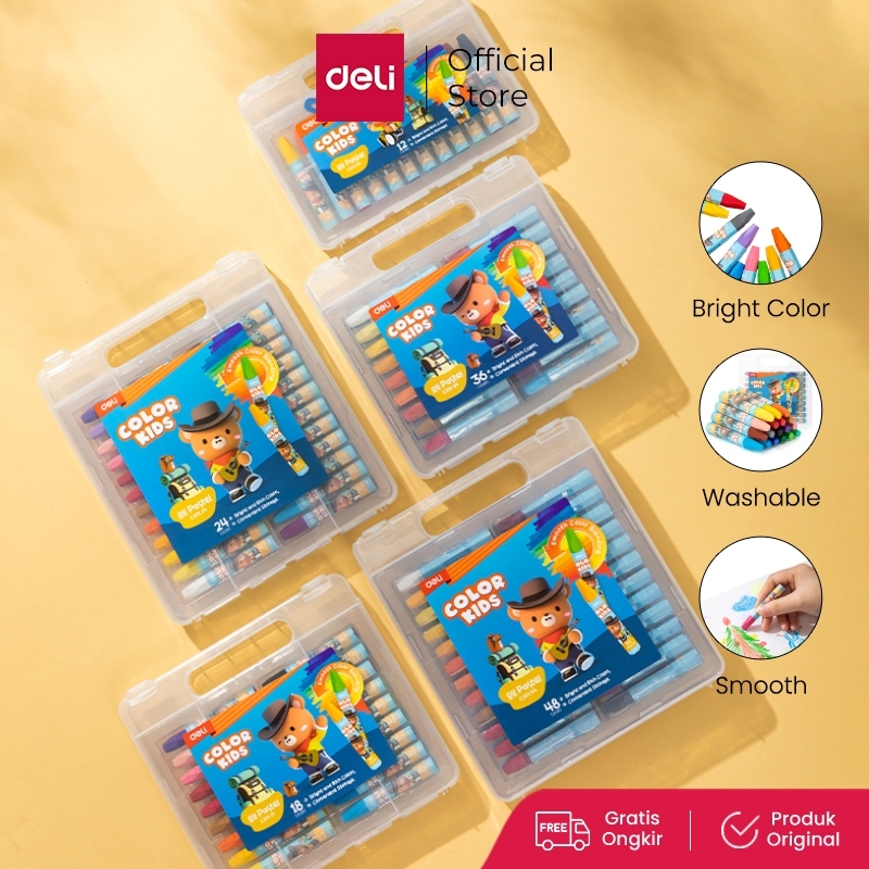Deli Oil Pastel Crayon Krayon 12/24/36 Warna Cerah Sempurna Tidak Beracun EC20124