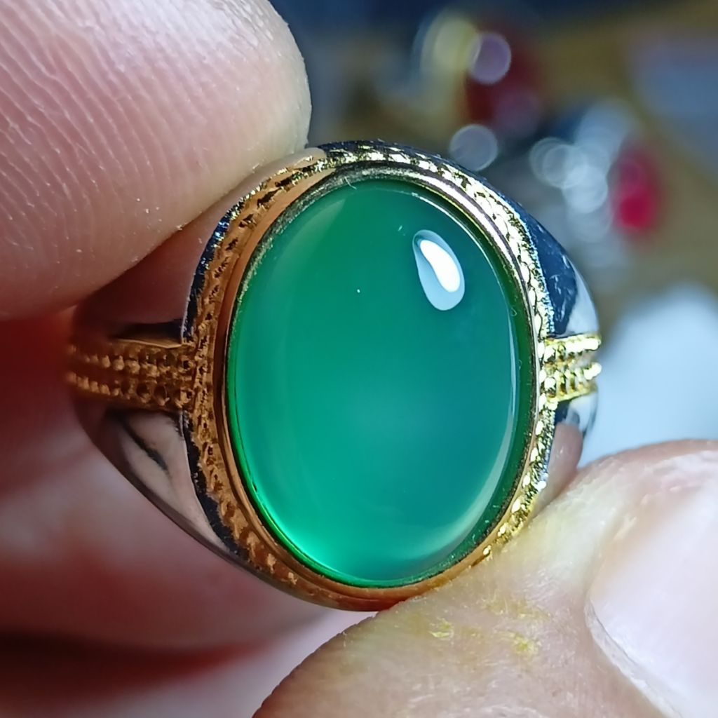 Cincin Batu hijau Garud kristal Asli batu 100%