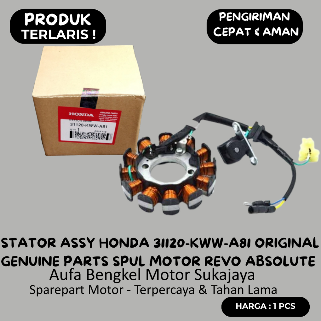 Stator Assy Honda 31120-KWW-A81 Original Honda Genuine Parts Spull Spul Spool Motor Revo 110 Absolut