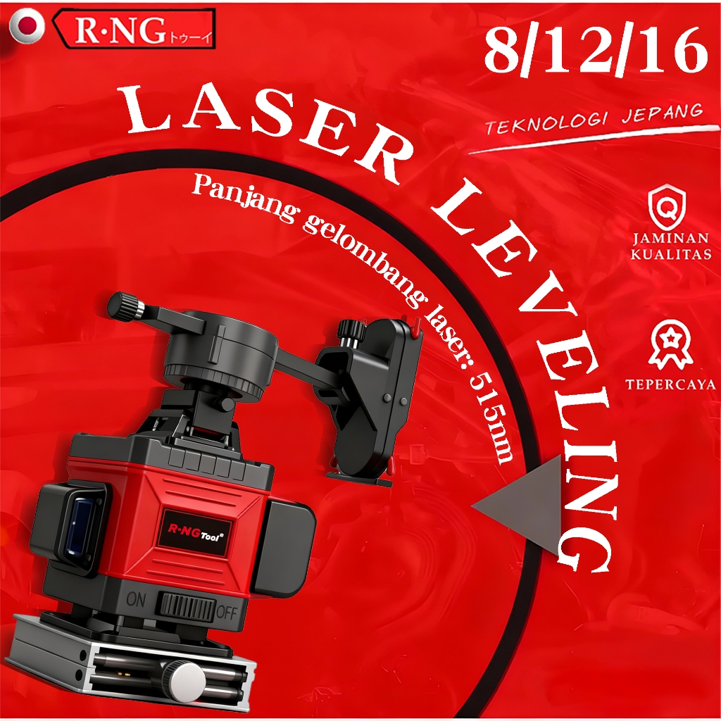 R•NG Laser Level 4D 16Line Laser tukang bangunan Laser waterpass Laser bangunan waterpas laser