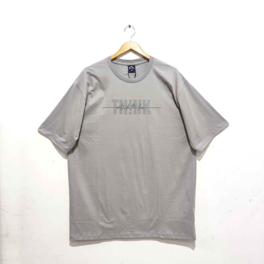 ROLUN Kaos Oblong Pria BIG SIZE Abu-abu Think Outside The Box 0203ABZ