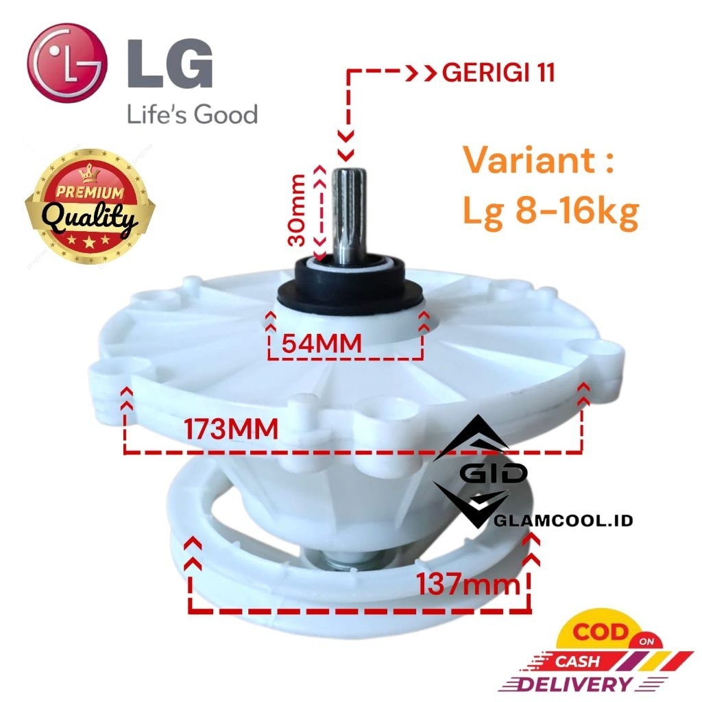 WP-1060R GEARBOX GIRBOX MESIN CUCI LG 2 TABUNG PULLY DUA WP1060ar