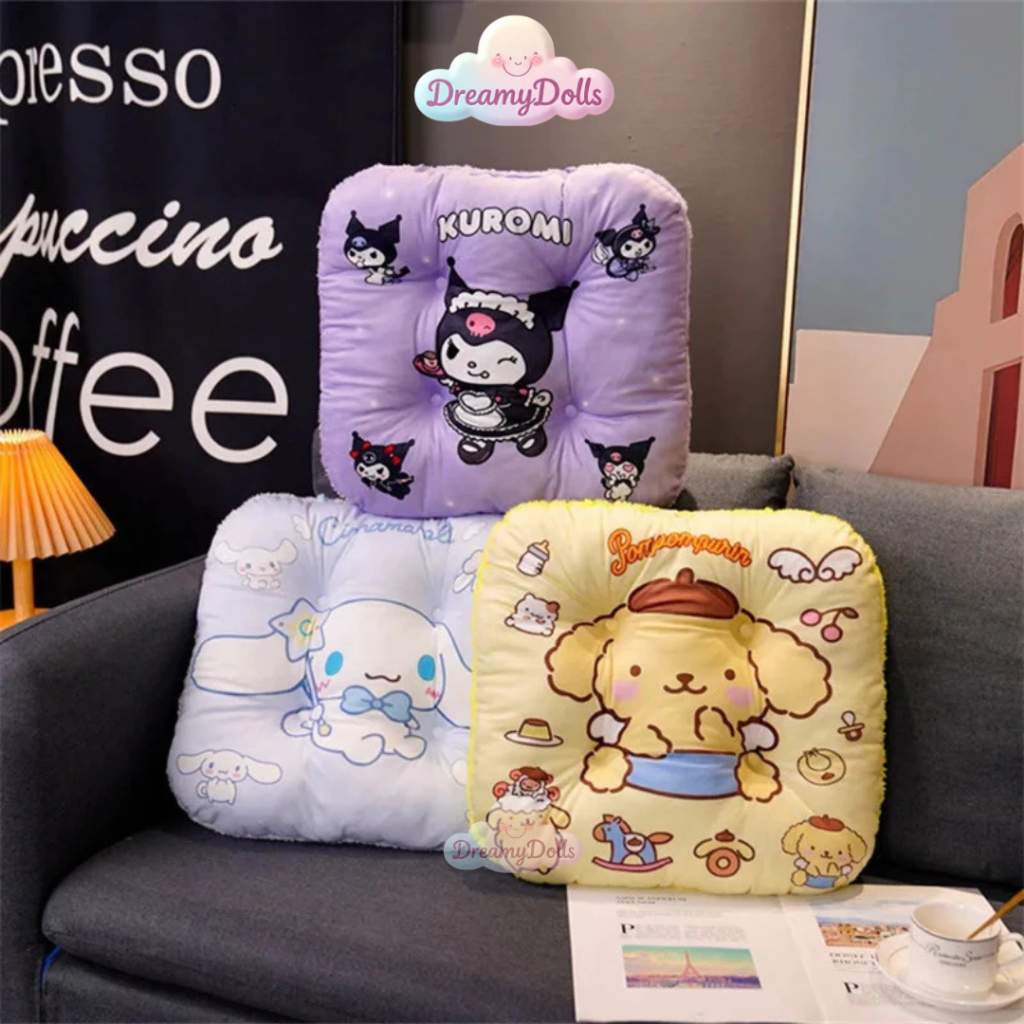 DreamyDoll's Bantal Alas Duduk Sanrio Printing / Alas Duduk Kursi Kantor Sofa Baham Halus dan Lembut