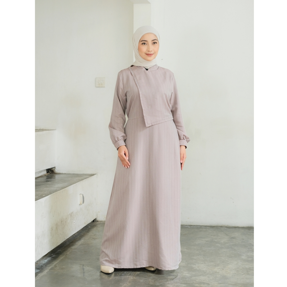 Sekido - Gamis Almania - Gamis Lebaran Big Size Dress Panjang Polos Frapucino Pink Mocca Gamis Unik