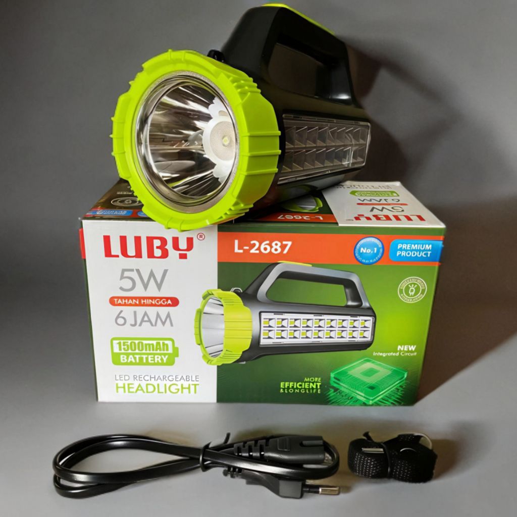 Luby L-2687 5W Lampu Senter Tenteng Tangan LED Rechargeable 5 Watt 18 SMD LED | Cahaya Putih  | Tera