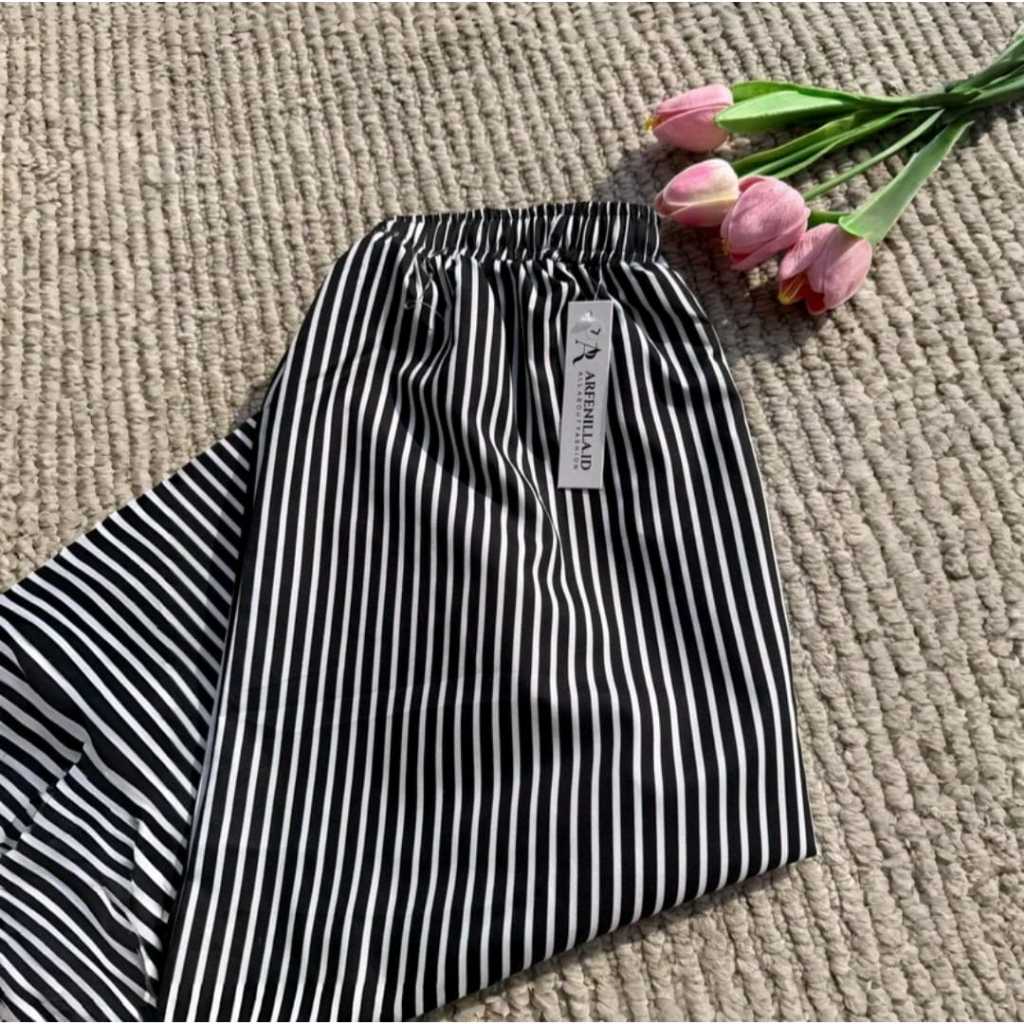 Celana Salur - Strip Pants - Celana Salur Kulot Wanita Motif Salur - Celana Panjang Wanita