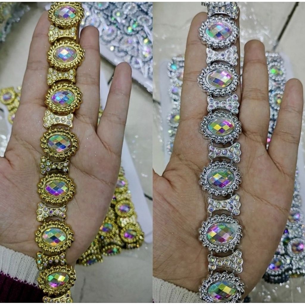 [ROLL] Aplikasi Payet Rangkai Jahit Model Oval Mata Baru